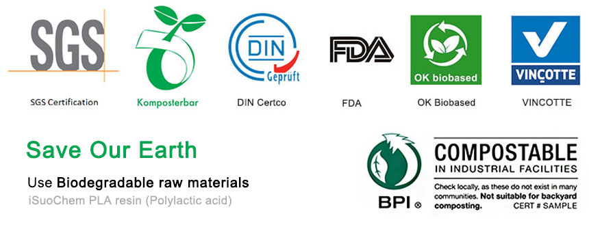 Certificaciones de degradación compostable PLA